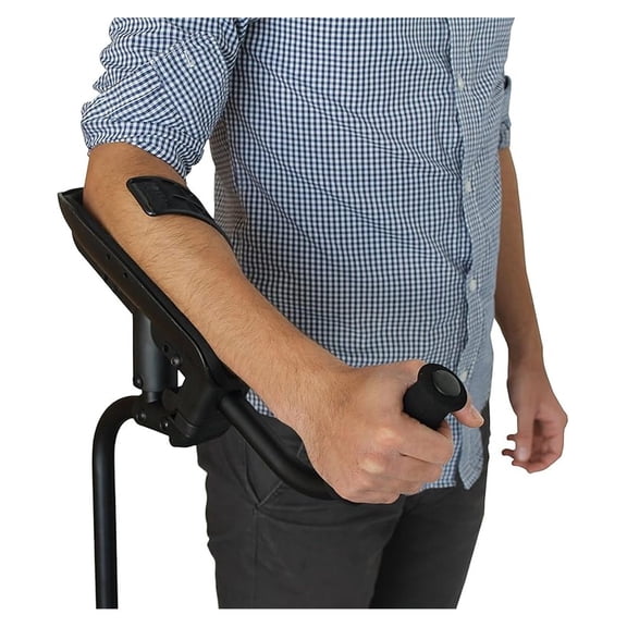 Adjustable Forearm Crutch for Adults (x1 Unit, Right Handed), Ergonomic Non-Slip Handles with Elbow Support, Patented, PRO Model, Made in Europe