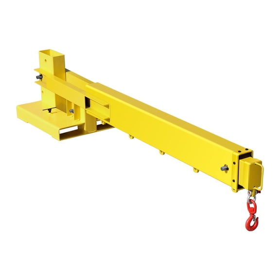 Adjustable Forklift Jib Boom Crane 6000lbs Load Capacity Mobile Forklift Attachment with Dual Hooks, Multi-Position Length Control up to 56.1 Inches, Heavy-Duty Alloy Steel Construction