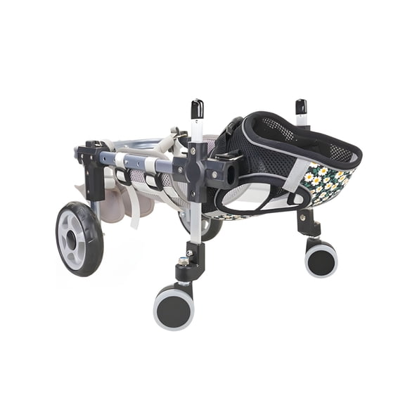 Adjustable Four Wheel Pet Wheelchair for Enhances Stability Adjust Leg Support for Disabled Dog
