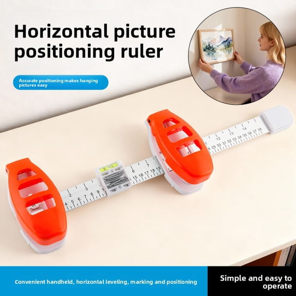 Adjustable Frame Alignment Ruler with Spirit Level and Locking Pins, Portable Marking Tool for Pictures and Clocks, High-Strength Plastic Hardware for Symmetrical Wall Mounting