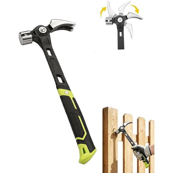 Adjustable Framing Hammer Claw Nail Puller With Magnetic Nail Holder, Rotating Planishing Hammer For DIY Woodworking Home Repair Workshop (1Pcs)