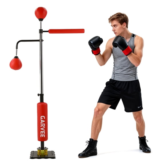 Adjustable Freestanding Boxing Bag with Speed Ball Durable PU Ball, Rotating Bounce Back Rod, Portable Steel Suction Base Perfect for Home Boxing Bounce Back Training