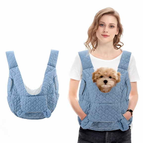 Adjustable Front-Facing Pet Backpack for Small & Medium Dogs, Cats, Rabbits - Durable Polyester Travel Hiking Camping Carrier with Removable Safety Harness, Machine Washable & Quilted Design