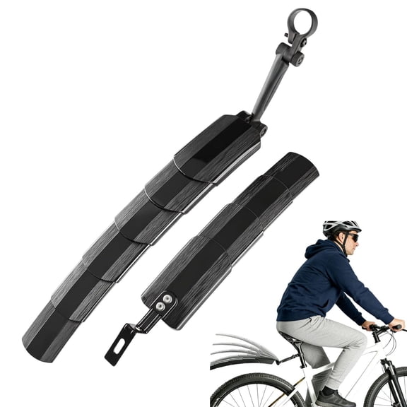 Adjustable Front Rear Bike Mudguard Set 15.8" QuickRelease Lightweight PA Plastic Bicycle Fenders Universal RainDirtProof Mud Guards for Mountain Road Folding Bikes Black