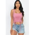 thumbnail image 1 of Adjustable Front Ruched With String Square Neck Crop Tops L, 1 of 11