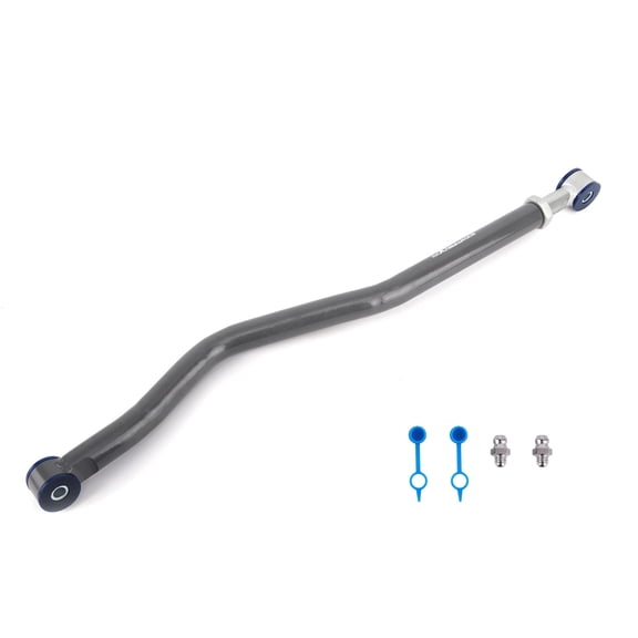 Adjustable Front Track Bar for Jeep Wrangler 2018-2023 & Gladiator 2020-2024, Steel Suspension Steering Part, Polyurethane Bushing, 0-4.5in Lift, SKU 65904351, Black Powder Coated