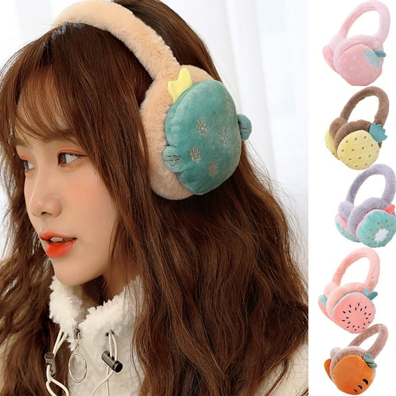 Adjustable Fruit Pattern Earmuffs Foldable Ear Warmers for Women and Children in Cold