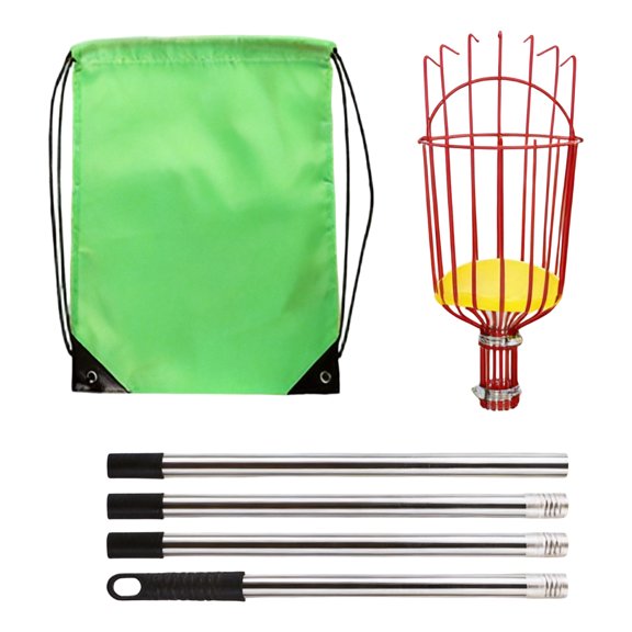 Adjustable Fruit Picker with Lightweight Basket and Telescoping Rod for Avocados Harvesting