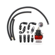Adjustable Fuel Pressure Regulator Kit 100psi Oil Press Gauge AN6 Fitting Black