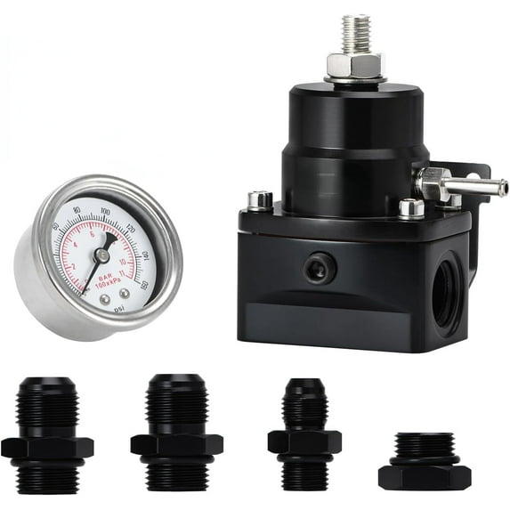 Adjustable Fuel Pressure Regulator Kit 3-70PSI with AN8 Feed Port and AN6 Return Port (black)