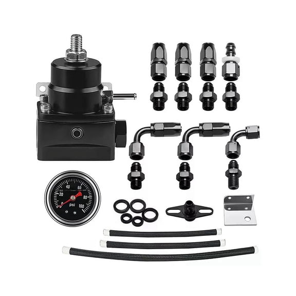 Adjustable Pressure Regulator Kit Oil 0-100psi Gauge -6AN Black