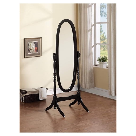 Adjustable Full-Length Oval Wood Cheval Floor Mirror, in White/Black//Oak/Silver/ Finish (Black)