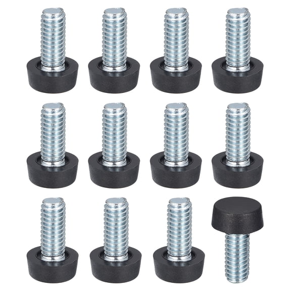 Uxcell Adjustable Furniture Feet, 12Pcs 5/16"-18 UNC Thread - Furniture Leveling Leg Screw in Threaded for Table, Chairs, Sofa, Wardrobe Black