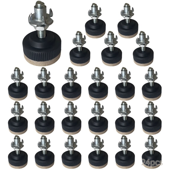 24 Pcs Adjustable Furniture Levelers, Heavy Duty 30mm Leveling Feet with Felt Pads for Wobbly Tables Chairs, Easy Install Floor Protectors for Home Office
