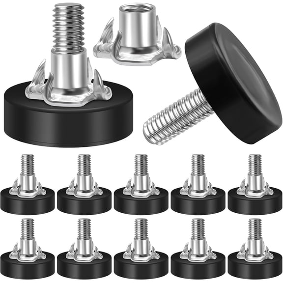 Adjustable Furniture Leveling Feet 12 Packs 1/4 Inch Threaded Table Feet Levelers Kit with 12 Claw Nail Nuts for Table Desk Chair Stool Cabinet (12)
