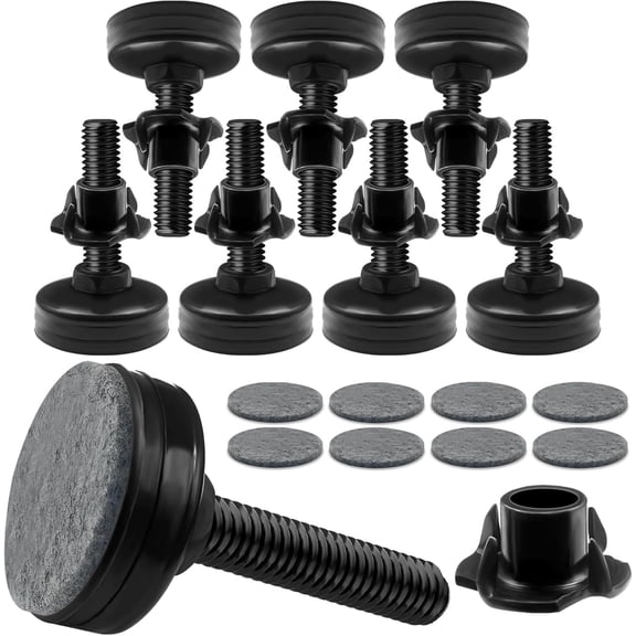 Adjustable Furniture Leveling Feet 4 Packs 3/8 Inch Threaded Table Feet Levelers Kit with 4 Claw Nail Nuts 4 Felt Pads for Table Desk Chair Stool Cabinet (8)