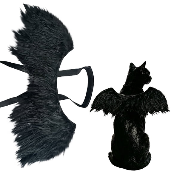 Adjustable Furry Pet Angel & Bat Wings, Halloween Costume Accessory for Cats and Small Dogs, Fairy Dress‑Up Wings for Pets