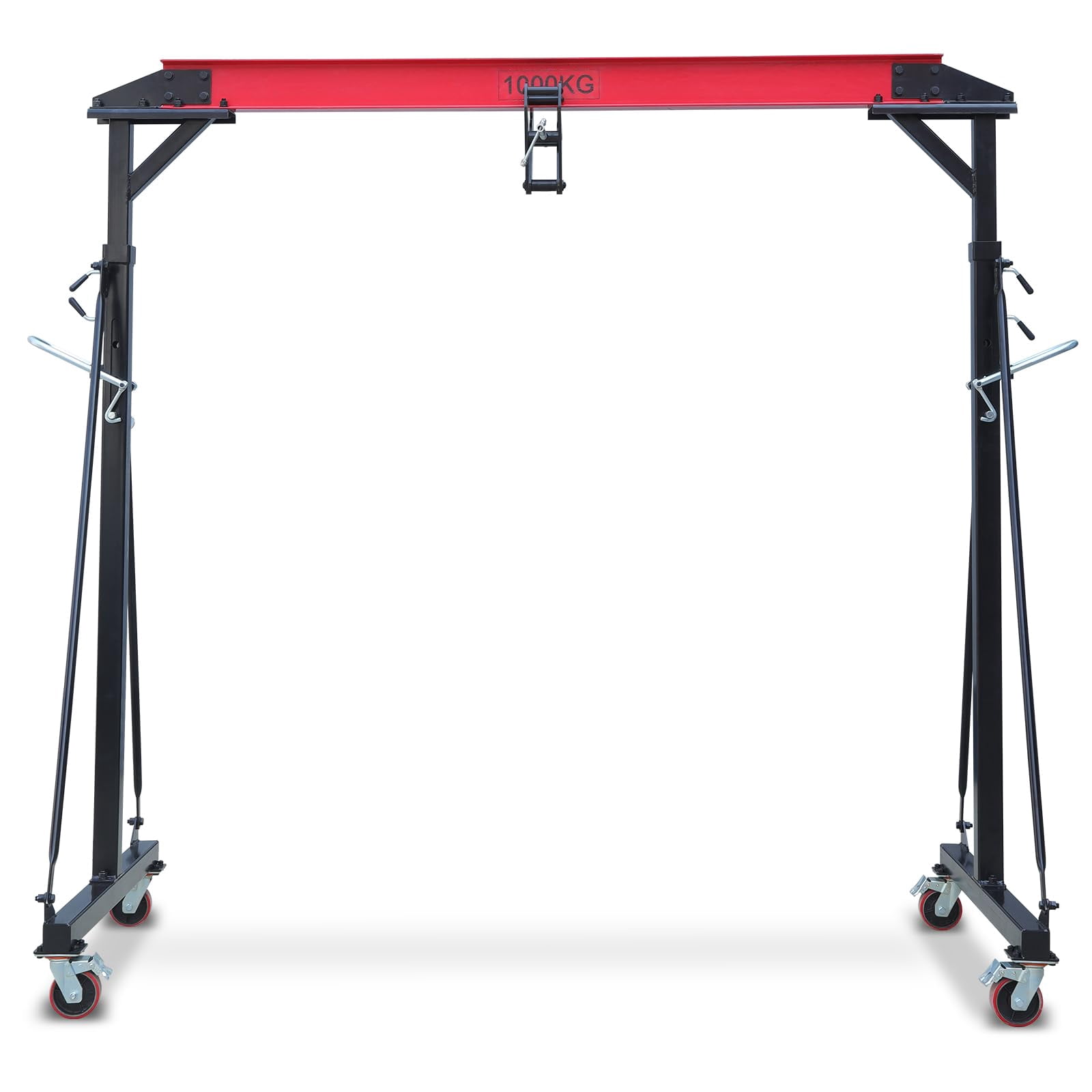 Adjustable Gantry Crane, 2200LBS Capacity Shop Lift Hoist Rated, Portable Design with 360°Locking Wheels,Gantry Crane Adjustable Height from 96.5" to 143.7" fit for Workshop,Garage,Factory