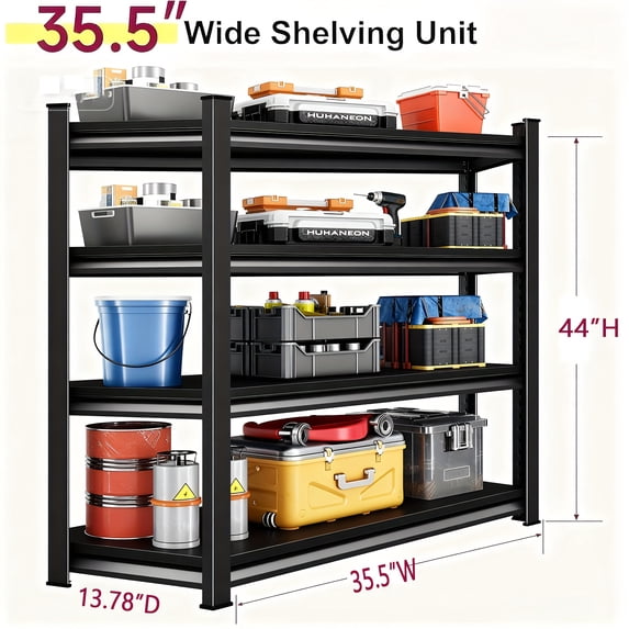 Adjustable Garage Shelving Unit, Heavy-duty 1600LBS Load Capacity ...
