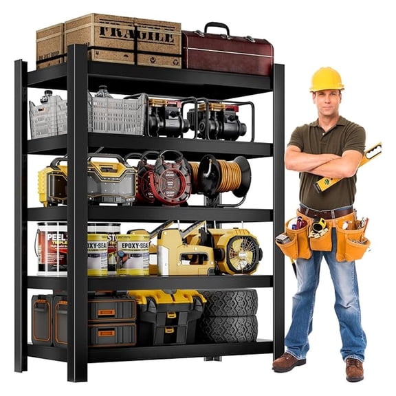 Adjustable Garage Storage Shelves, 5-Tier Garage Shelving Heavy Duty, Metal Industrial Utility Shelf for Warehouse, Kitchen, Laundry Room,Warehouse-Black (71 "H x 47" W x 20" D)