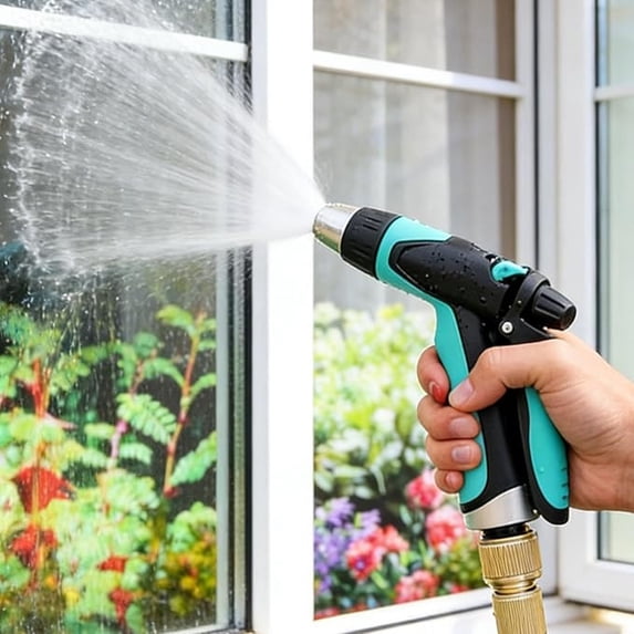 Adjustable Garden Hose Nozzle, Multi Mode Handheld Sprayer, High Pressure Water Spray Tool, Ergonomic Irrigation Accessory, Heavy Duty Outdoor Gear For Yard Lawn Plants Watering Care, Blue