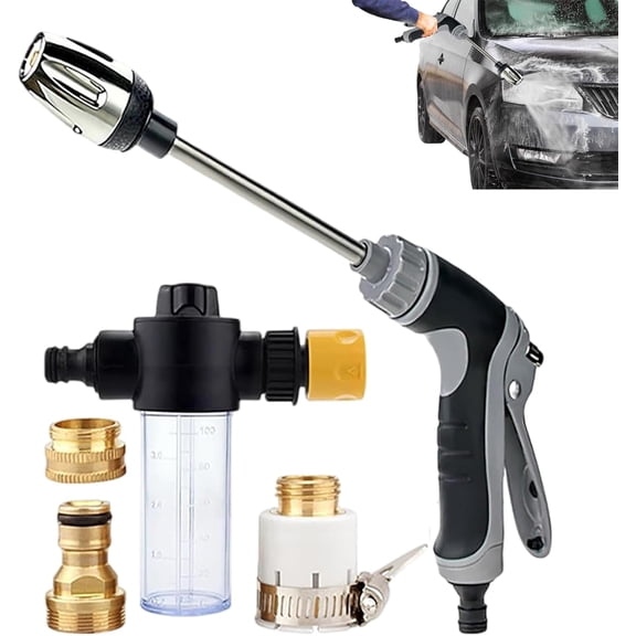 Adjustable Garden Hose Spray Nozzle – Metal & PP Water Sprayer, 14.56x6.29 inch, Durable Nozzle for Lawn Care, Watering, Car Washing & Outdoor Cleaning(RL 1 Set)