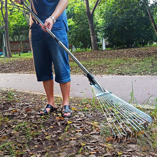 Valatala Adjustable Telescopic Hoe Leaf Rake, Alloy Garden Tool Grass
