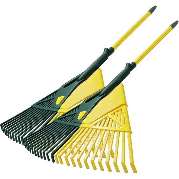 Adjustable Garden RakeLong with Wide Poly Leaf Rake Detachable Leaf Scoops Grabbers for Patio Lawn Yard Outdoor Shrub Grass Bush