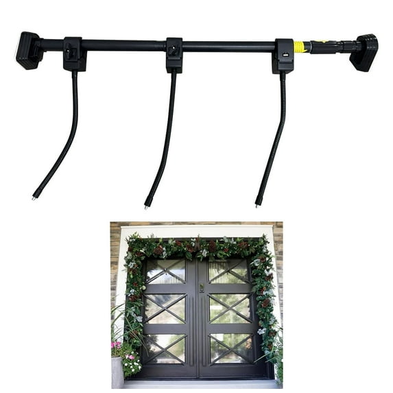 Adjustable Garland Hanger for Door Frames, Heavy-Duty Christmas Halloween Decoration Holder, No Screws, Glue, Drilling, Reusable Tension Rod for Decorations, String Lights, Wreaths & More