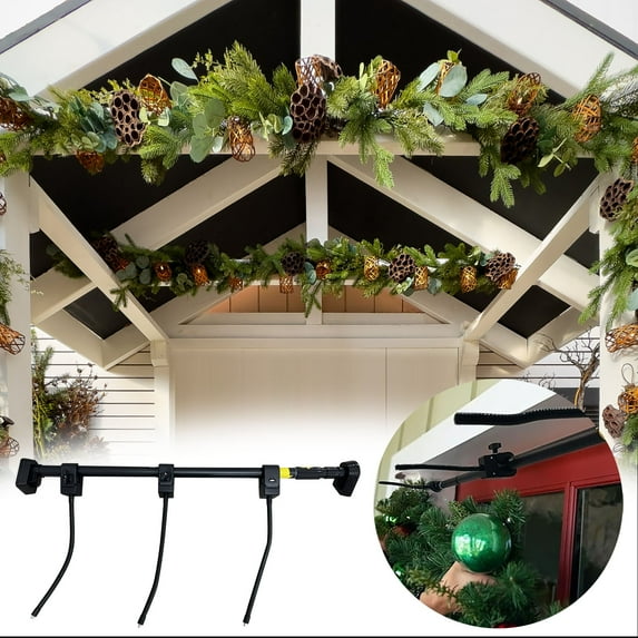 Adjustable Garland Hanger for Door Frames, Heavy-Duty Christmas Halloween Decoration Holder, No Screws, Glue, Drilling, Reusable Tension Rod for Decorations, String Lights, Wreaths & More