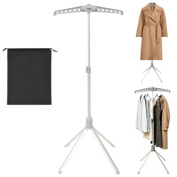 Adjustable Garment Steamer Stand 29" to 58" Height 360 Rotating Clothes Hanger Stand with Tripod Base Foldable Cap and Gown Display Rack for Ironing Drying and Storage, Grey