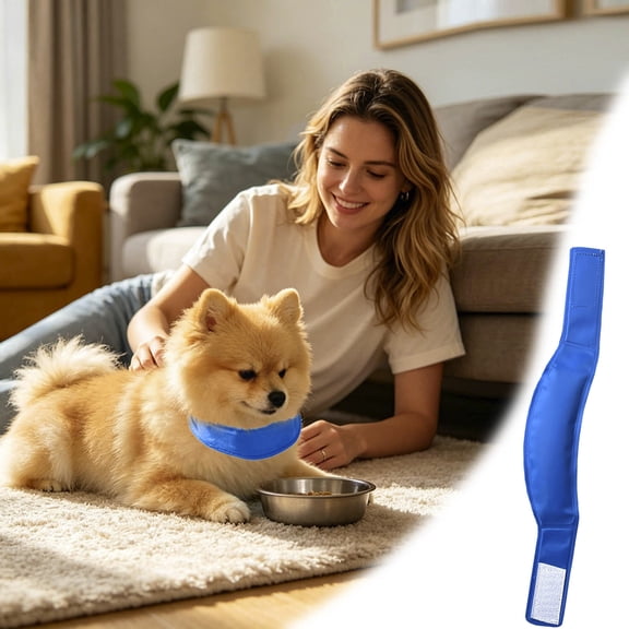 Adjustable Gel Filled Pet Cooling Collar, Summer Heatstroke Prevention Neck Wrap with Velcro, Breathable PVC Material Long Lasting Cooling, for Small Medium Dogs Puppies Cats Outdoor Walks
