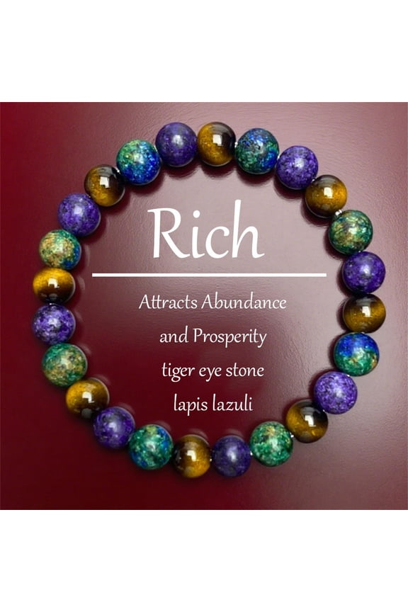 Adjustable Gemstone Healing Bracelet – Natural 8mm Stone Bead Anxiety Relief Jewelry for Women & Men, Spiritual Protection Stretch Bracelet for Meditation & Yoga