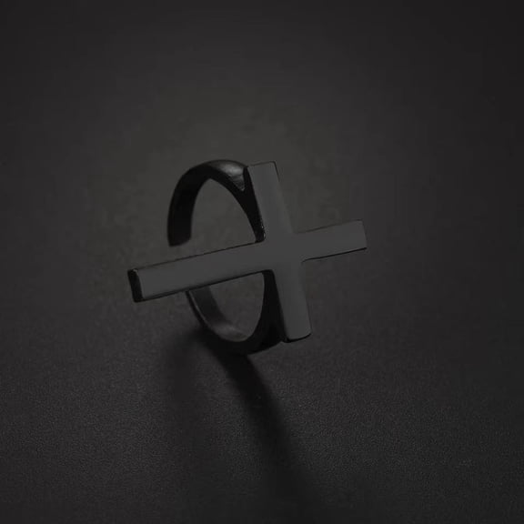 Adjustable Geometric Cross Ring for Men and Women, Punk Style Alloy Ring with Electroplated Finish, Gift for Him or Her