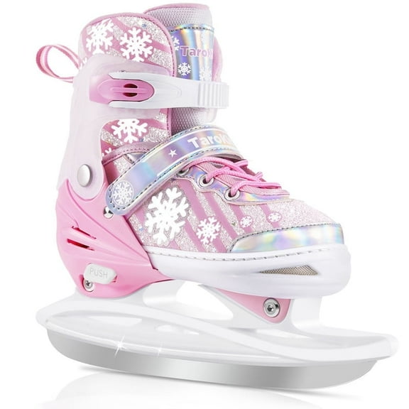 Adjustable Girls Ice Skates for Kids, 4 Size Adjustable Kids Ice Hockey Skates for Girls Boys, Warm Ice Skating Shoes for Outdoor and Rink