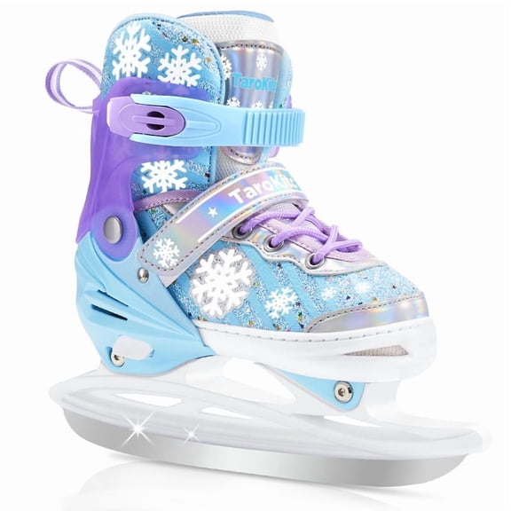 Adjustable Girls Ice Skates for Kids, 4 Size Adjustable Kids Ice Hockey Skates for Girls Boys, Warm Ice Skating Shoes for Outdoor and Rink
