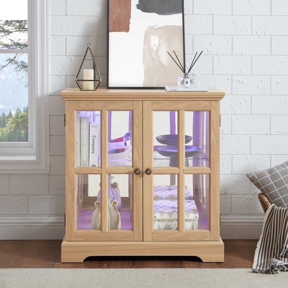 Adjustable Glass Shelves - 7 - Color LED Lighting with Remote Control - Dining Room Decor - Secure Storage for Collectibles