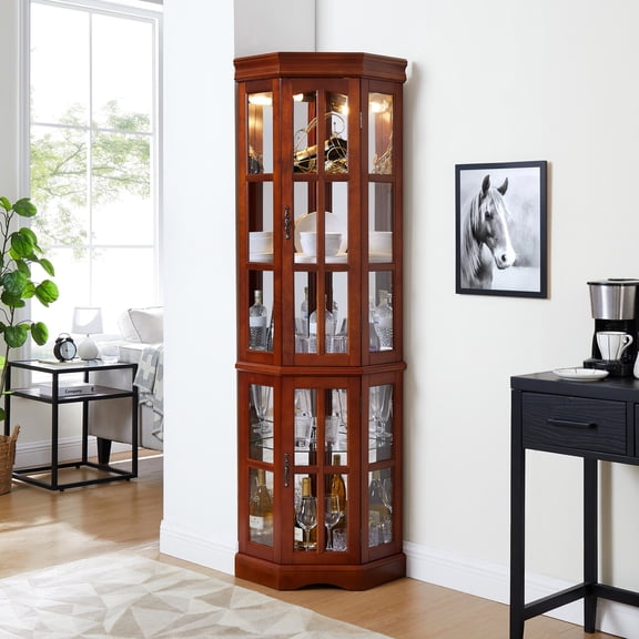 Adjustable Glass Shelves & Light Switch / Ideal for Tall Item Display