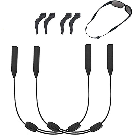 Adjustable Glasses Strap,4 Pack 16Inch Eye Glasses String Strap with Retainer Ear Cushion, Universal Fit Rope Eyewear Retainer, No Tail Anti Slip Sunglasses Strap Eyeglass Straps for Men Women