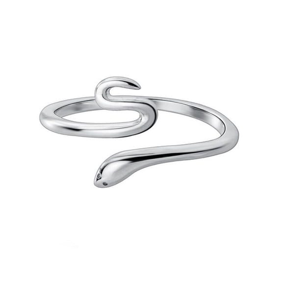 Adjustable Glossy Snake Ring: Unisex Geometric Design, Individually Packed Copper Ring, Fashionable and Simple Style