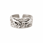 Adjustable God Hands Ring for Men Women, Silver Tone Copper Open Band Ring