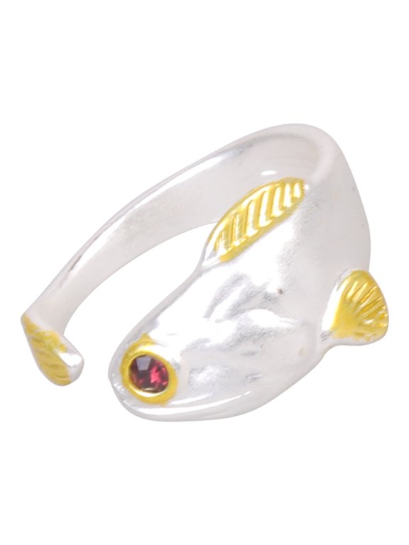 Adjustable Gold Fishes Rings Two Tone Alloy Jewelry Lightweight Design Perfect For Daily Wear And Gifts