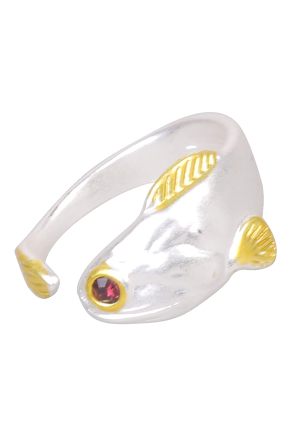 Adjustable Gold Fishes Rings Two Tone Alloy Jewelry Lightweight Design Perfect For Daily Wear And Gifts