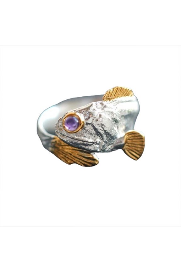 Adjustable Gold Fishes Rings Two Tone Alloy Jewelry Lightweight Design Perfect For Daily Wear And Gifts