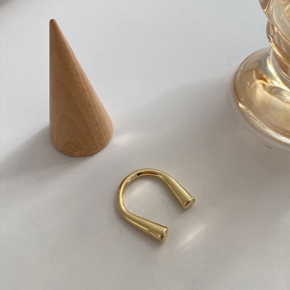 Adjustable Gold Plated Index Finger Ring for Women, Geometric Shape, Adjustable Opening