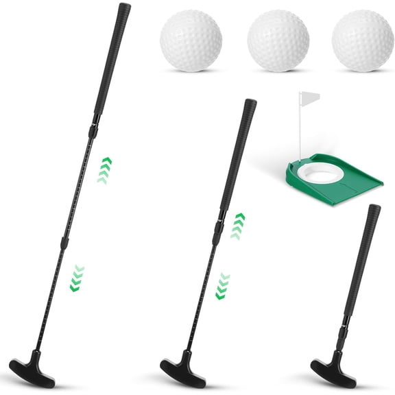 Adjustable Golf Putter Set Two-Way Mini Putter Mini Golf Game Set for Right or Left Handed Golfers with 2 Balls & 2 Flag Cups for Adults Junior Office & Backyard Gift