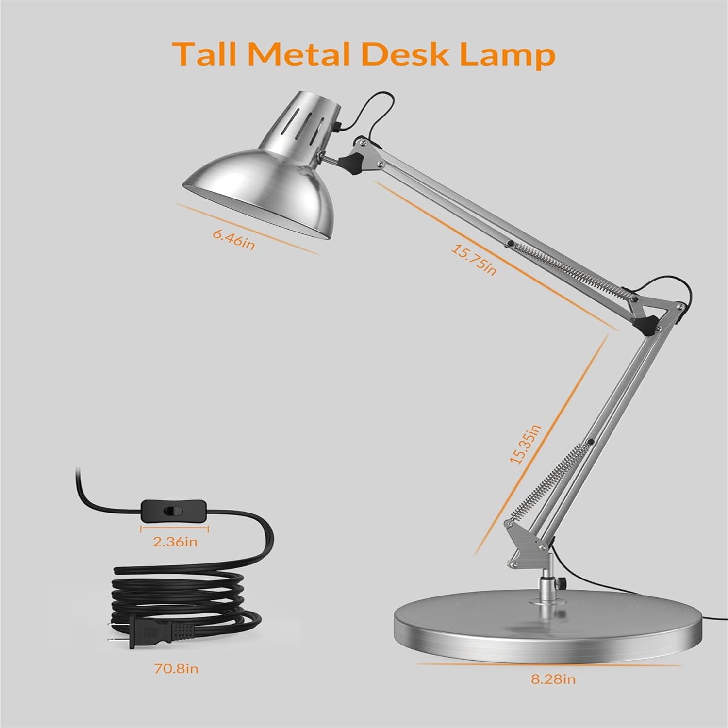 Adjustable Goose Neck Architect Table Lamp with On/Off Switch, Swing ...