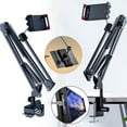 thumbnail image 1 of Adjustable Gooseneck Tablet Stand - 360° Rotating Lazy Phone Holder for Bedside, Tabletop & Overhead Use - Flexible 95cm Arm with Mechanical Locking Screws - Fits 4-7" Phones & Tablets, 1 of 8