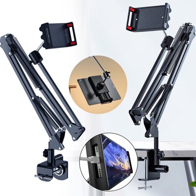 Adjustable Gooseneck Tablet Stand - 360° Rotating Lazy Phone Holder for Bedside, Tabletop & Overhead Use - Flexible 95cm Arm with Mechanical Locking Screws - Fits 4-7" Phones & Tablets