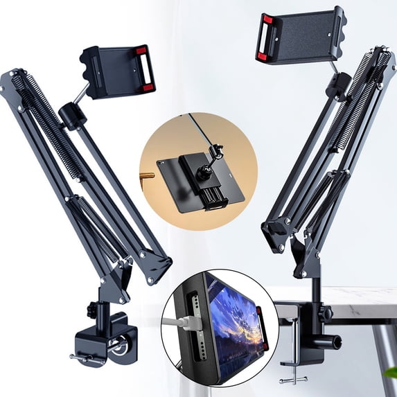 Adjustable Gooseneck Tablet Stand - 360° Rotating Lazy Phone Holder for Bedside, Tabletop & Overhead Use - Flexible 95cm Arm with Mechanical Locking Screws - Fits 4-7" Phones & Tablets